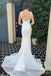 White Plunging Mermaid Beaded Evening Gown Maxi Long Evening Party Prom Dresses With Trailing,MB687