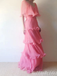 Pink Off Shoulder Layer Evening Gown Maxi Long Evening Party Prom Dresses ,MB770