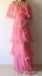 Pink Off Shoulder Layer Evening Gown Maxi Long Evening Party Prom Dresses ,MB770