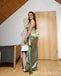 Green One Shoulder Mermaid Evening Gown Maxi Long Evening Party Prom Dresses With Side Slit,MB688