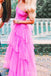Hot Pink A-line Fluffy Evening Gown Long Evening Party Prom Dresses ,MB877