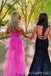Hot Pink A-line Fluffy Evening Gown Long Evening Party Prom Dresses ,MB877