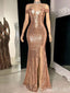 Sparkle Off Shoulder Mermaid Evening Gown Maxi Long Evening Party Prom Dresses With Side Slit,MB692