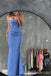 Blue Spaghetti Straps Mermaid Evening Gown Maxi Long Evening Party Prom Dresses ,MB694