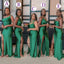 Sexy Green Mermaid Strapless Side Slit Maxi Long Bridesmaid Dresses Online,BD02