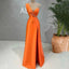 Unique One Shoulder Pleats Beading Side Slit Mermaid Evening Long Prom Dresses,MB59