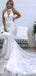 Elegant Halter Tulle Applique Mermaid Long Cheap Wedding Dresses,WD13