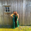 Elegant Green Spaghetti Strap Side Slit Sequin Mermaid Evening Long Prom Dresses,MB64