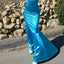 Elegant Blue V Neck Spaghetti Strap Mermaid Evening Long Prom Dresses,MB57