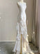 White Mermaid Slit  Long Wedding Dresses  ,WD79