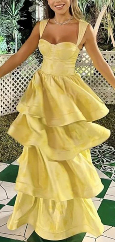 Elegant Yellow Sweetheart A-line Long Prom Gown  ,MB10999