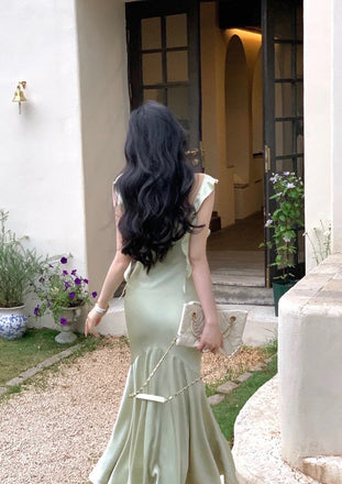 Elegant Ivory White Spaghetti Straps Mermaid Long Evening  Prom Dresses,MB04