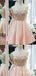 Light Pink Beaded Spaghetti Straps Sweetheart A-Line Graduation Party Short Homecoming Dresses With Pleats, HD405