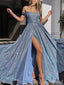 Sparkle Blue Sweetheart Sweetheart Prom Dresses to Impress with Slit ,MB886