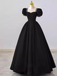 Gorgeous Black Sweetheart Bubble Sleeves A-line Beaded Long Party Dress Prom Dresses ,MB1086