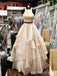 Elegant Two Pieces Light Pink A-line Ruffles Party Dress Long Prom Dresses to Impress ,MB1022