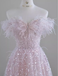 Stylish Strapless Shiny Pink A-line Beaded Long Party Dress Prom Dresses ,MB1088