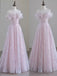 Stylish Strapless Shiny Pink A-line Beaded Long Party Dress Prom Dresses ,MB1088