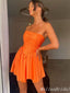 Sexy Orange A-line Tulle Strapless Pleats RUffles Short Homecoming Dresses , HD233