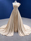 Stylish One Shoulder Shiny Champagne Mermaid Lace up Back Long Party Dress Prom Dresses ,MB1089