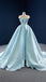 Stylish Blue A-line Illusion Lace up Back Long Party Dress Prom Dresses,MB1090