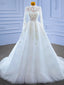 Gorgeous White High Neck Long Sleeves Lace Appliques Lace up Back Long Party Dress Prom Dresses,MB1091