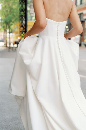 Elegant White Simple Cheap Strapless Mermaid Long A-Line Wedding Dresses,WD47