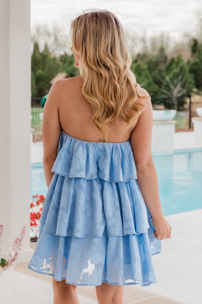 Elegant Light Blue Strapless Ruffle A-Line Cheap Simple Short Homecoming Dresses, HD93