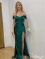 Sexy Simple Sweetheart High Side Slit Green Off-The-Shoulder Evening Gown Maxi Long Formal Dresses Prom Dresses,MB506