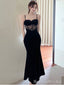 Sexy Black Spaghetti Straps Mermaid Sweet Heart Long Evening Prom Dresses,MB10