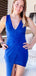 Sexy Royal Blue Pleats Sheath Simple Cheap Short Homecoming Dresses, HD138