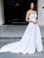 Elegant White Simple Cheap Strapless Mermaid Long A-Line Wedding Dresses,WD47