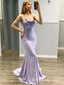 Elegant Light Purple Spaghetti Straps Mermaid  Sleeveless Cheap Simple Evening Prom Dresses,MB156