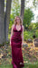 Sexy Burgundy V Neck Mermaid Long Prom Dresses to Impress ,MB945