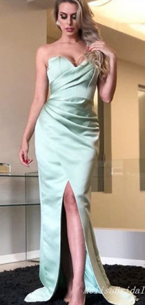 Elegant Strapless Sweetheart Sheath High Slit Evening Gown Maxi Long Formal Dresses Prom Dresses ,MB432