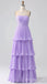 Elegant Strapless Lilac Tiered A-line Long Party Dress Prom Dresses ,MB10933