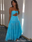 Blue Strapless A-line Prom Dresses to Impress ,MB895