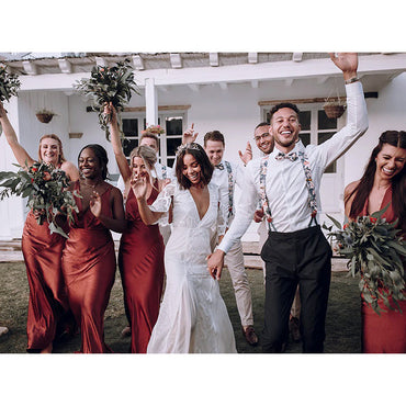 Sexy V-Neck Rust Mermaid Long Cheap Bridesmaid Dresses,BD22