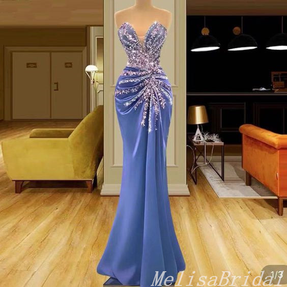 Stylish Mermaid Plunging Beaded Prom Dresses to Impress,MB898