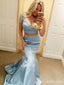 Sexy Blue Mermaid Beading Sweetheart Two Pieces Long Evening Gown Prom Dresses ,MB194