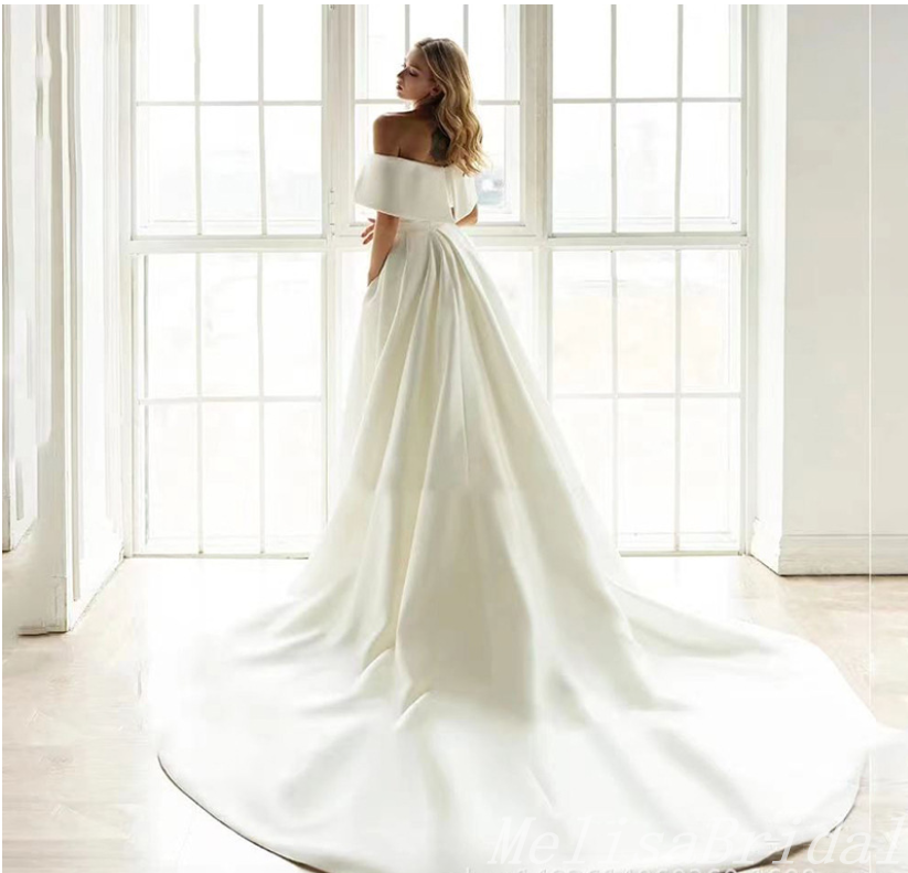 Gorgeous White Sweetheart Off the Shoulder Mermaid Simple Wedding Dresses with Trailing,MB10937