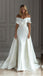 Gorgeous White Sweetheart Off the Shoulder Mermaid Simple Wedding Dresses with Trailing,MB10937