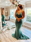 Sexy Green Mermaid Spaghetti Straps Open Back V-neck Long Evening Gown Prom Dresses ,MB195