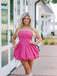 Elegant Pink Strapless Bubbles Simple Cheap Sheath Short Homecoming Dresses, HD195