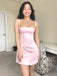 Elegant Pink Soft Satin Sheath Cheap Simple Short Homecoming Dresses, HD111