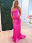 Sexy Pink V Neck Spaghetti Straps Strapless Mermaid Long Evening Prom Dresses,MB96