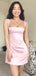 Elegant Pink Soft Satin Sheath Cheap Simple Short Homecoming Dresses, HD111