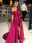 Hot Pink A-line Off-the-shoulder Evening Gown Long Evening Party Prom Dresses,MB815