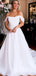 Elegant White Simple Cheap Off Shoulder Strapless A-Line Long Wedding Dresses,WD48