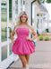 Elegant Pink Strapless Bubbles Simple Cheap Sheath Short Homecoming Dresses, HD195